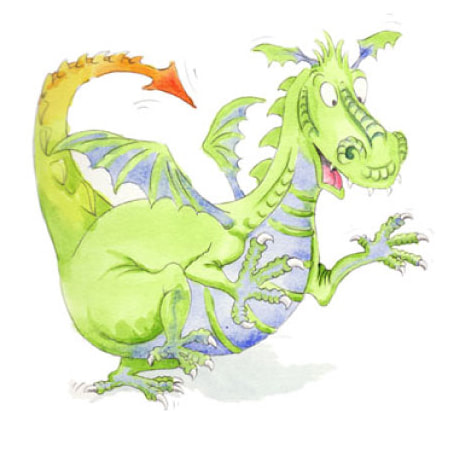 Dragon watercolour illustration for book