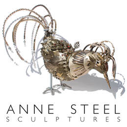 Cockerel sculpture by Anne Steel